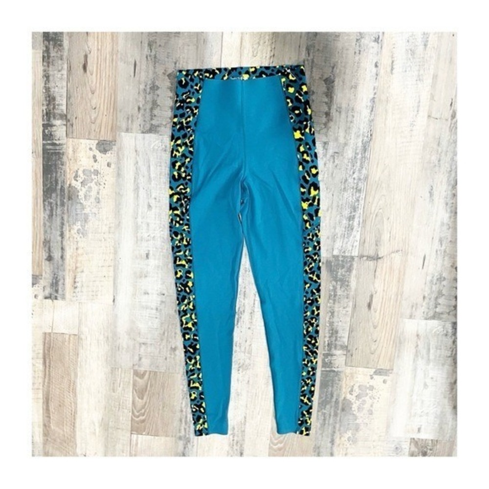 Sweaty Betty Power Full Length Leggings Teal Leopard Print Athletic